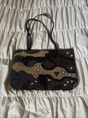 Beaded Abstract Pattern Shoulder Bag